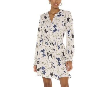 Free People Floral Cream Long Sleeve Mini Dress Women's S Multicolor Casual